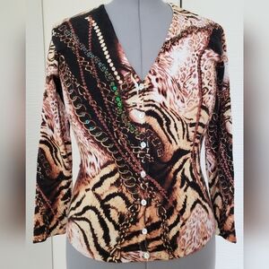 Louise FD Sequins Buttons Top Sweater Cardigan Size S/M